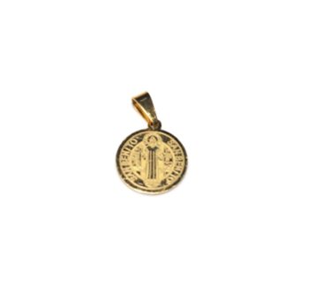 14MM MEDALLA SAN BENITO ACERO DORADO (VENTA X UNIDAD)